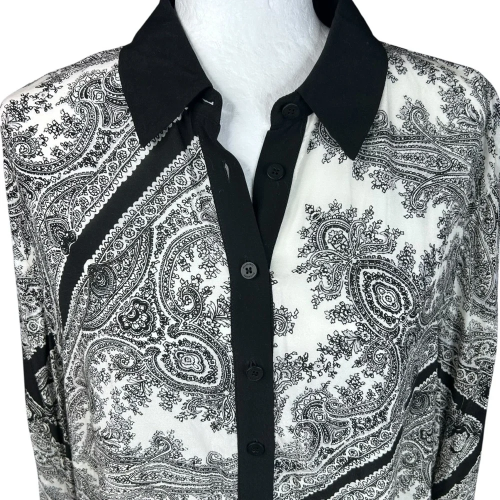 AllSaints Black and White Paisley Midi Shirt Dress - Picture 7 of 14